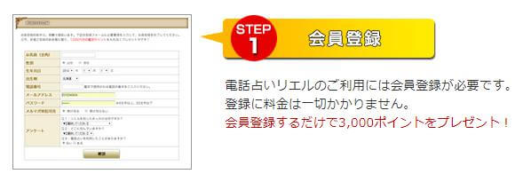 電話占いリエル 会員登録