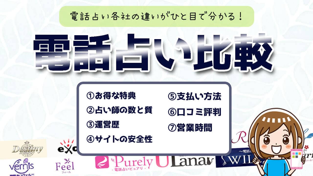 電話占い全サイト一覧比較表【大手44社 全ての特徴を比べました】