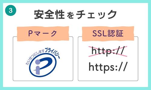 安全性をチェック「Pマーク」「SSL認証」