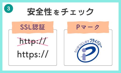 安全性をチェック「Pマーク」「SSL認証」