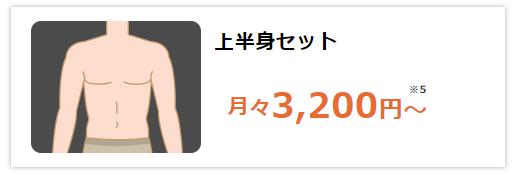 上半身セット（手の甲・ひじ下全体・胸腹）の料金と脱毛範囲