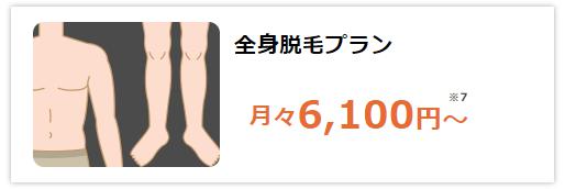 全身脱毛の料金と脱毛範囲