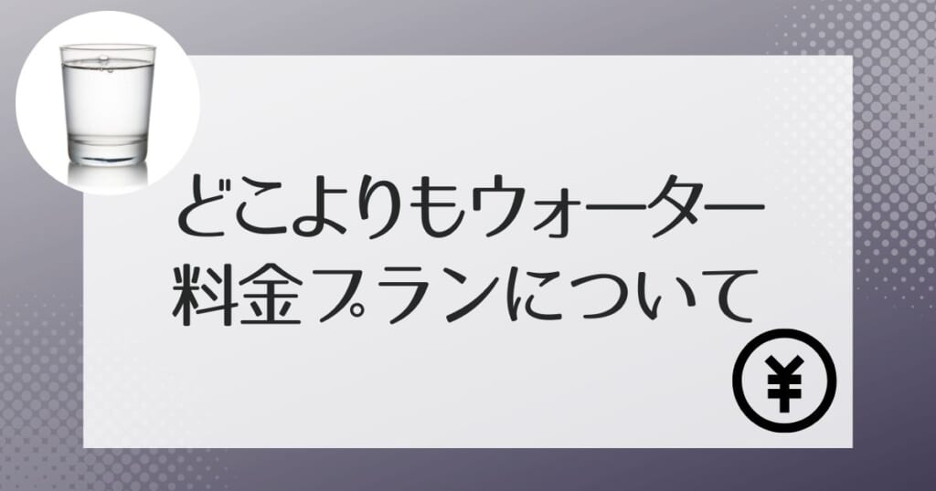 どこよりもウォーターの利用にかかる費用