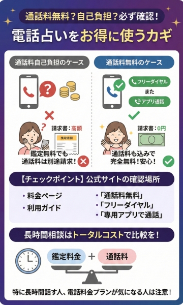 通話料が無料か自己負担か必ずチェックする