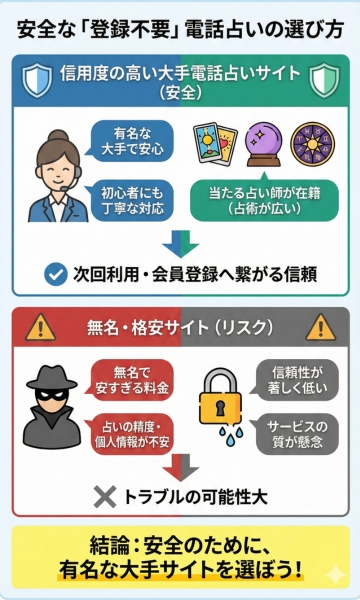 信用度の高い大手の電話占いサイトを選ぶと安全