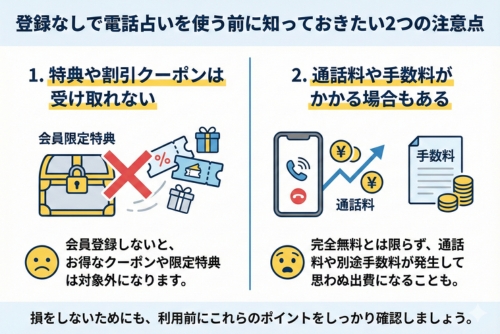 登録なしで電話占いを使う前に知っておきたい2つの注意点