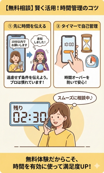 無料相談であることを伝えてタイマーなどで時間管理をする